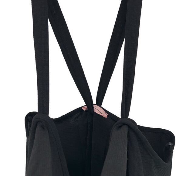 NEW NoTag Ces Femme Black Wide Leg Jumpsuit Romper Made in USA Womens Size Large - Picture 3 of 12